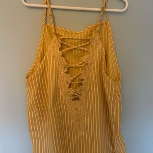 Francescas Harper yellow, striped halter top